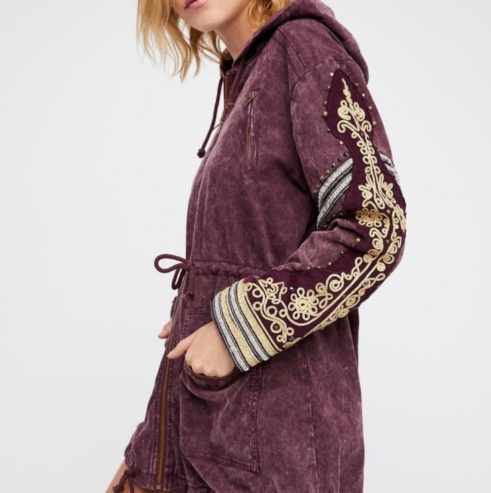 Free People Berry Golden Quills Parka Coat